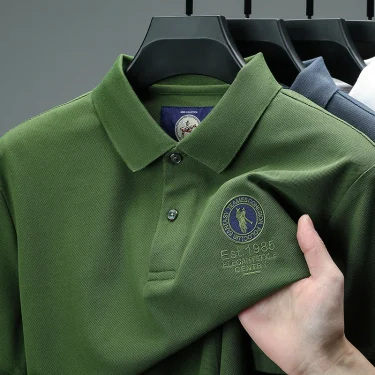 Luxury brand badge embroidered men's short sleeve polo shirt new item fashion business leisure summer loose comfort Paul T-shirt 4