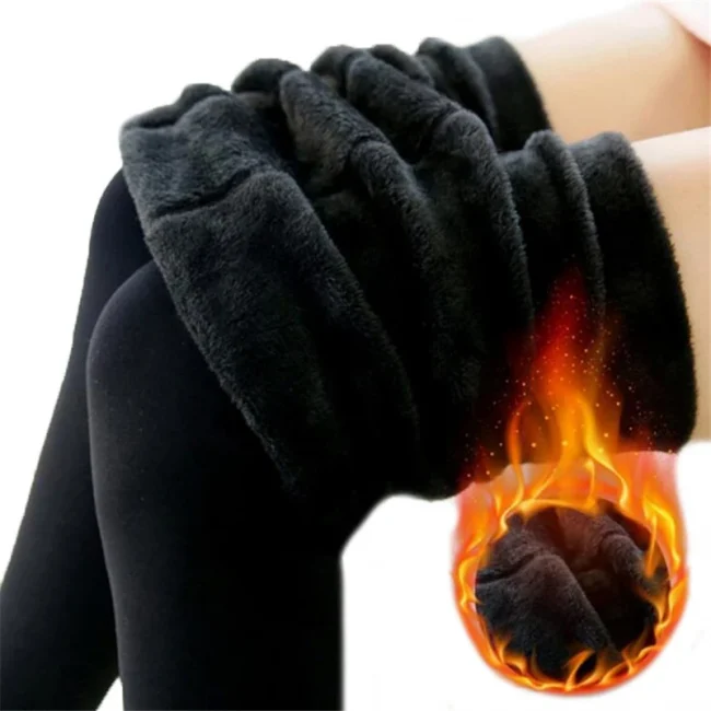 YRRETY Winter Warm Thick Tights Thermal Leggings Women Knitting Velvet High Elastic Thicken Black Lining Pants Skinny Clothes 2