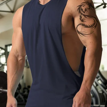 Men's Gym Fitness Vest Summer Men Jogging Bodybuilding Sleeveless Shirt Breathable O-Neck Casual Muscle Vest 1