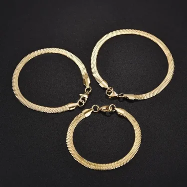 3/4/5MM Stainless Steel Snake Chain Bracelet For Women Men Classic Gold Color Charm Bracelets Jewellery Wholesale Dropshipping 3