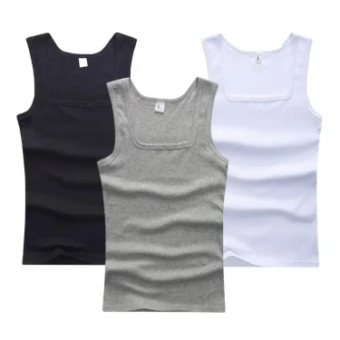 Women Solid Square Neck Ribbed Tank Top Camisole Men Clothing Singlets Basic Elastic Tank Tops Sleeveless Fitness Men Vest Hot 3