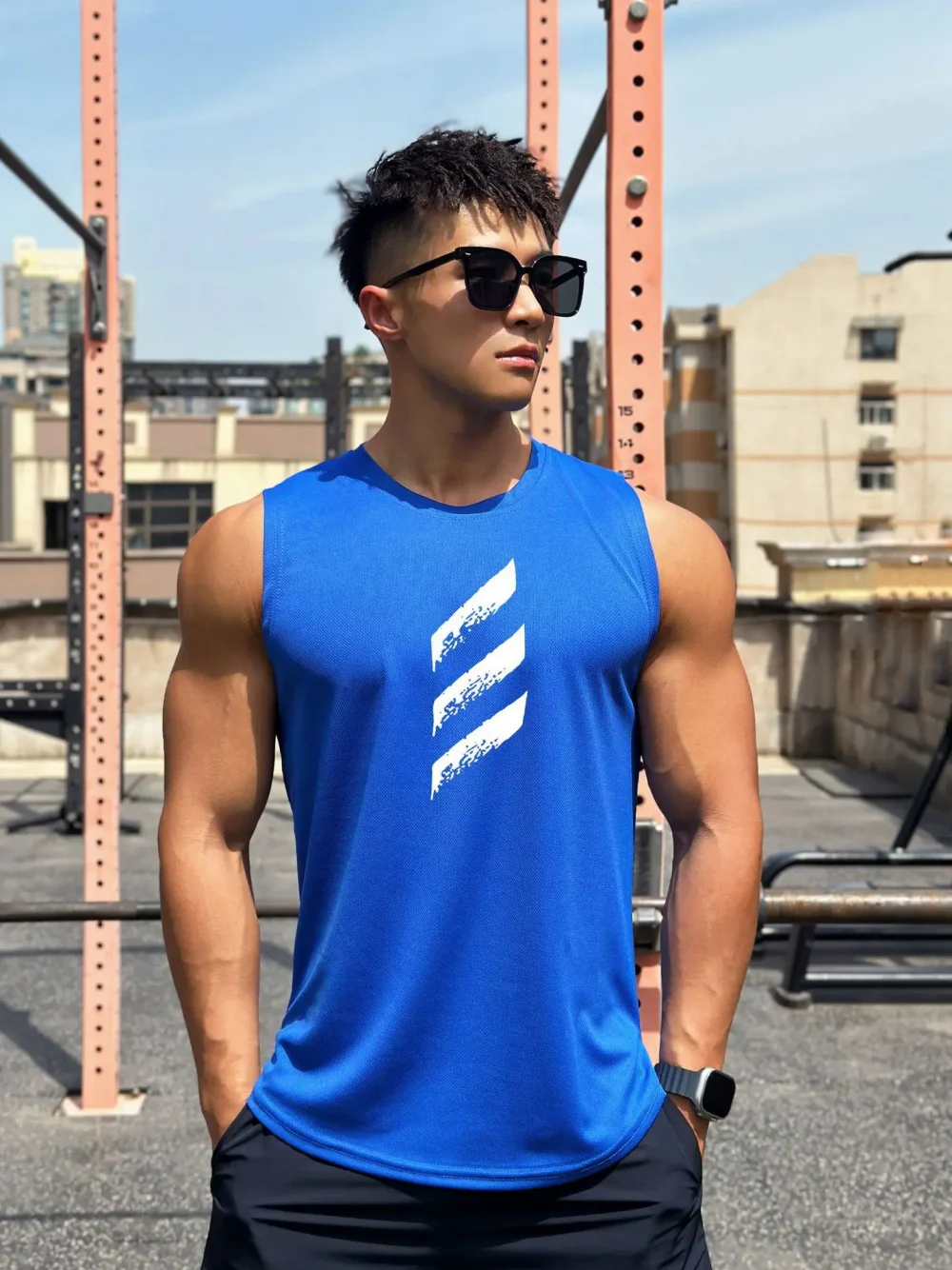 Fashion Simple Men's Tank Tops Casual O-neck Sleeveless Shirts Summer Quick Dry Breathable Gym Tees Outdoor Fitness Sports Vest 5