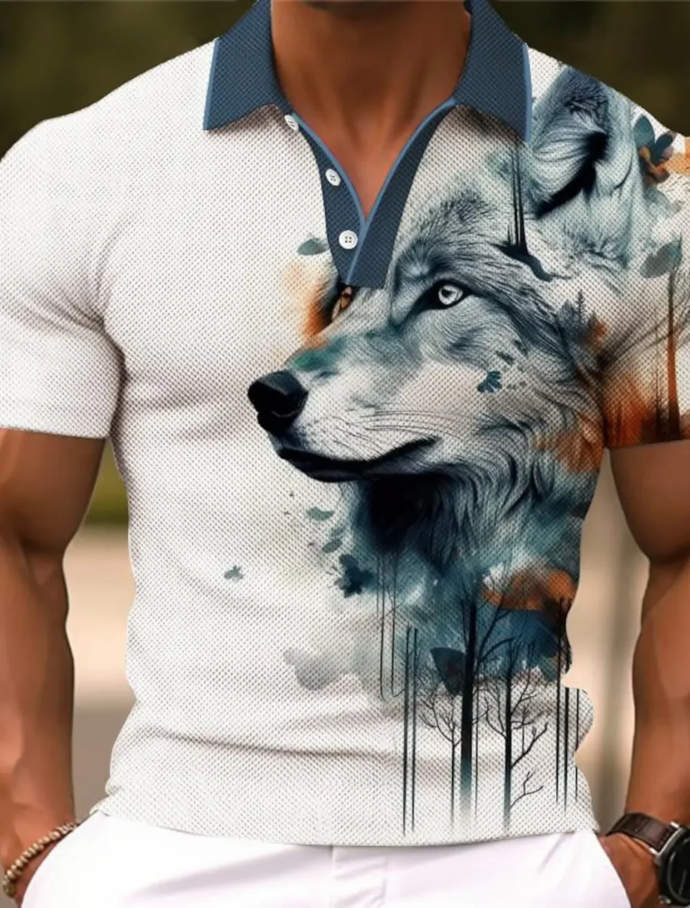Animal Lion Men's Sportswear Printed Polo Shirt Outdoor Work Streetwear Short Sleeve Black Red Summer Spring Lapel Polo Shirt 2