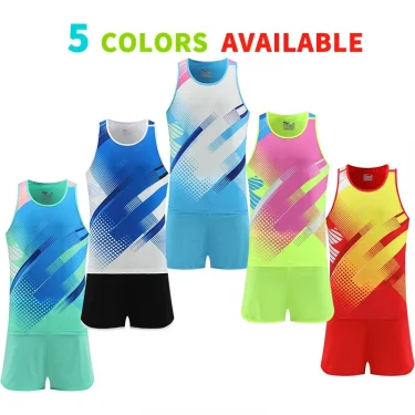 Men Women Track And Field Tracksuit Summer 2 Piece Sleeveless Vest Shorts Set Breathable Jogging Marathon Running Clothes 4