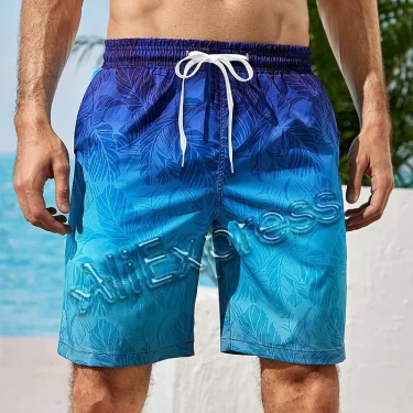 Gradient Graphic Beach Shorts For Men Colorful 3D Printed Board Shorts Summer Casual Vacation Short Pants Loose Surf Swim Trunks 1