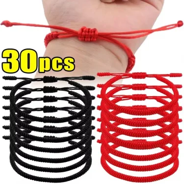 Lucky Red Thread Bracelet for women men Tibetan Buddhist Adjustable Handwoven Braided Rope Knots Bracelets Jewelry Wristbands 2