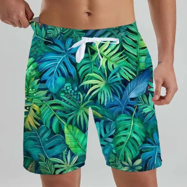 Hawaiian men's Beach Shorts Tropical Plant Beach Patterns 3D Printed men's Shorts Summer Swin Trunks Vacation men's Clothing 2