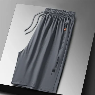Plus Size Ice Silk Sport Shorts Man Breathable Quick Dry Track Shorts Outdoor Drawstring Running Shorts with Zipper Pocket 6XL 3