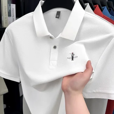 Fashion luxury men's short sleeve polo shirt summer new trend brand cartoon embroidery lightweight breathable casual T-shirt 1