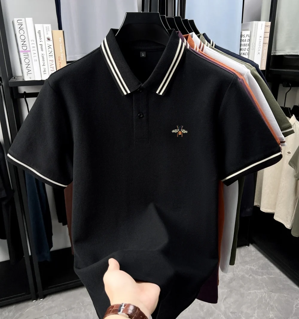 100% pure cotton men's short sleeved polo shirt summer fashion new item hot selling original bee embroidery design golf T-shirt 6