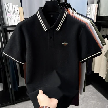 100% pure cotton men's short sleeved polo shirt summer fashion new item hot selling original bee embroidery design golf T-shirt 6