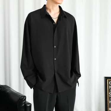 Shirt Men Solid Long sleeved Shirt For Men Korean Fashion Shirts Comfortable Blouses Casual Loose Classic Single Breasted Shirt 1