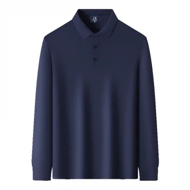 New Men's Business Casual Long Sleeved Shirt Solid Color Polo Shirt Fashionable Breathable Comfortable Versatile Top 5