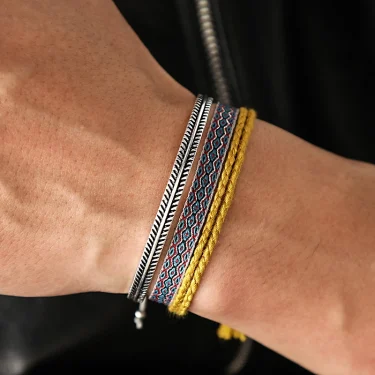 Woozu Handmade Cotton Rope Bracelets Set Unique Fashion 925 Tibetan Silver C-Bangle For Women Men String Wristbands Jewelry Gift 1