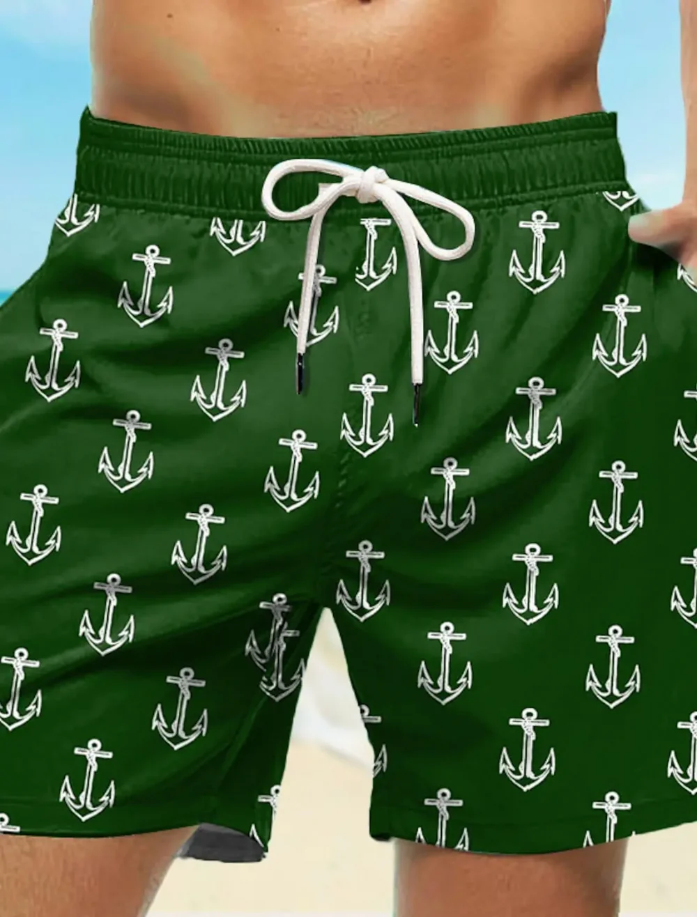 2024 New Men's Board Shorts Swim Trunks Waist Anchor Quick Dry Short Holiday Beach Hawaiian Casual Micro-elastic 2