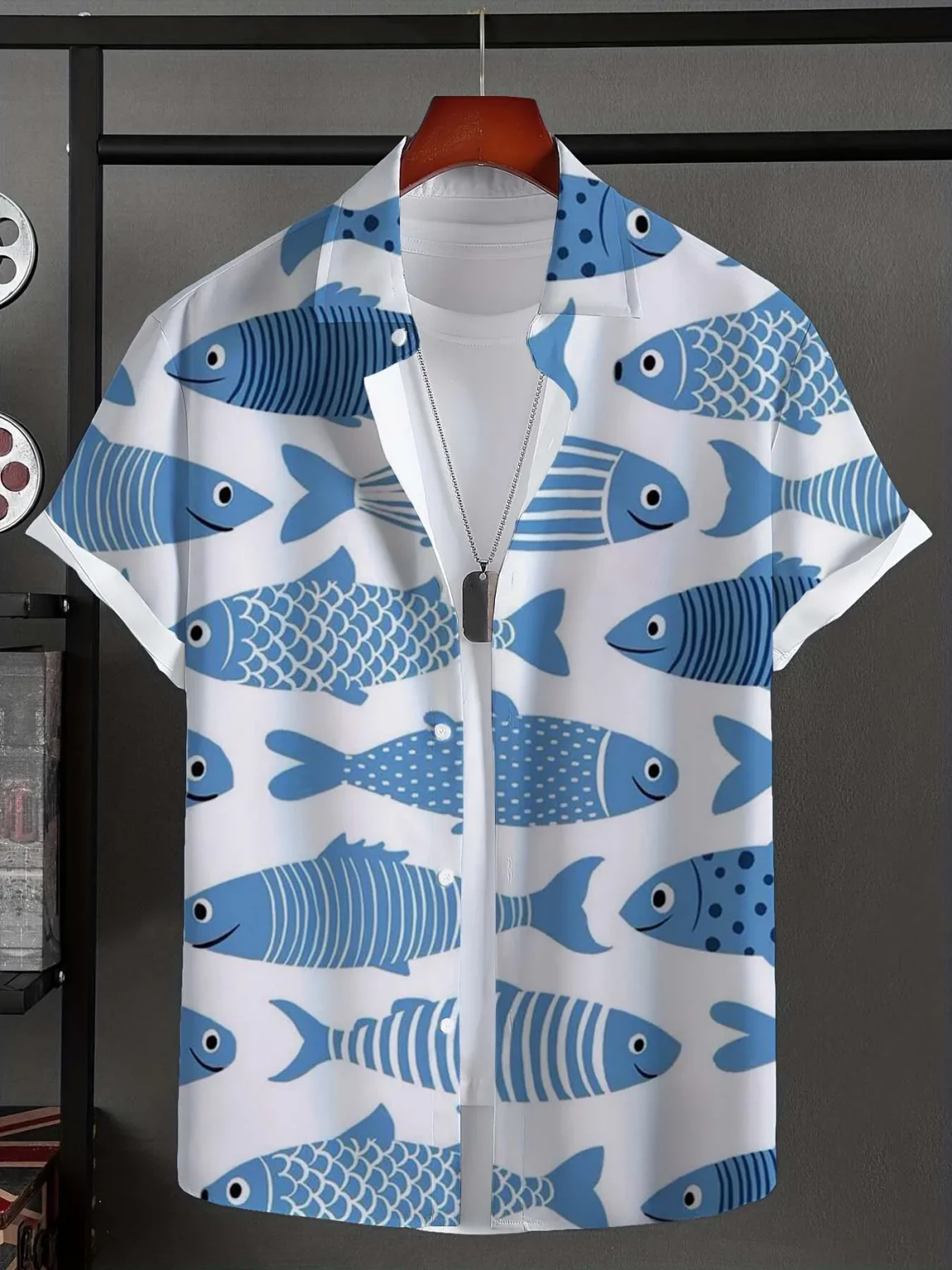 sea fish Pattern 3D Printed Men's Shirt Fashion New Summer Casual Fresh Style Oversized Breathable Lapel Button Hawaiian Shirt 4