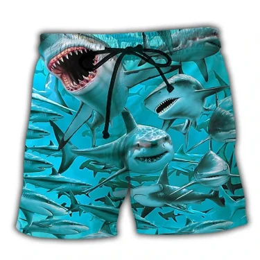 Horror Shark Graphic Bermudas Sea Animal Short Pants For Men Clothes Casual Hawaii Trunks Vacation Surfing Boardshorts Trousers 2