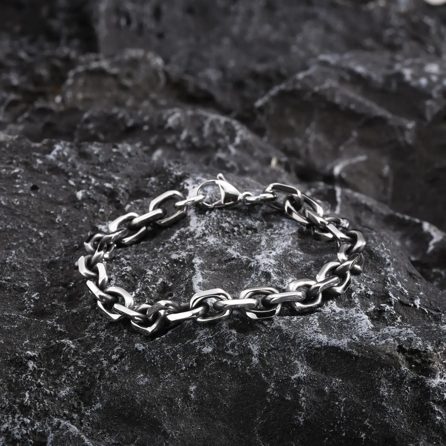 Vnox 8mm Rolo Cable Chain Link Bracelet for Men Women,Antique Vintage Stainless Steel Links Chain Wristband,Simple Metal Jewelry 6