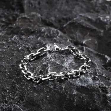 Vnox 8mm Rolo Cable Chain Link Bracelet for Men Women,Antique Vintage Stainless Steel Links Chain Wristband,Simple Metal Jewelry 6