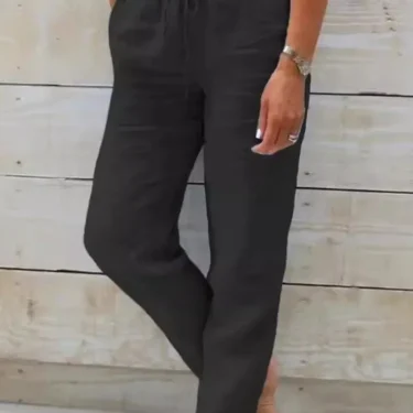 Women's High Waist Solid Color Cotton Linen Casual Pants Fashion Summer Female Holiday Casual Long Pant New 3