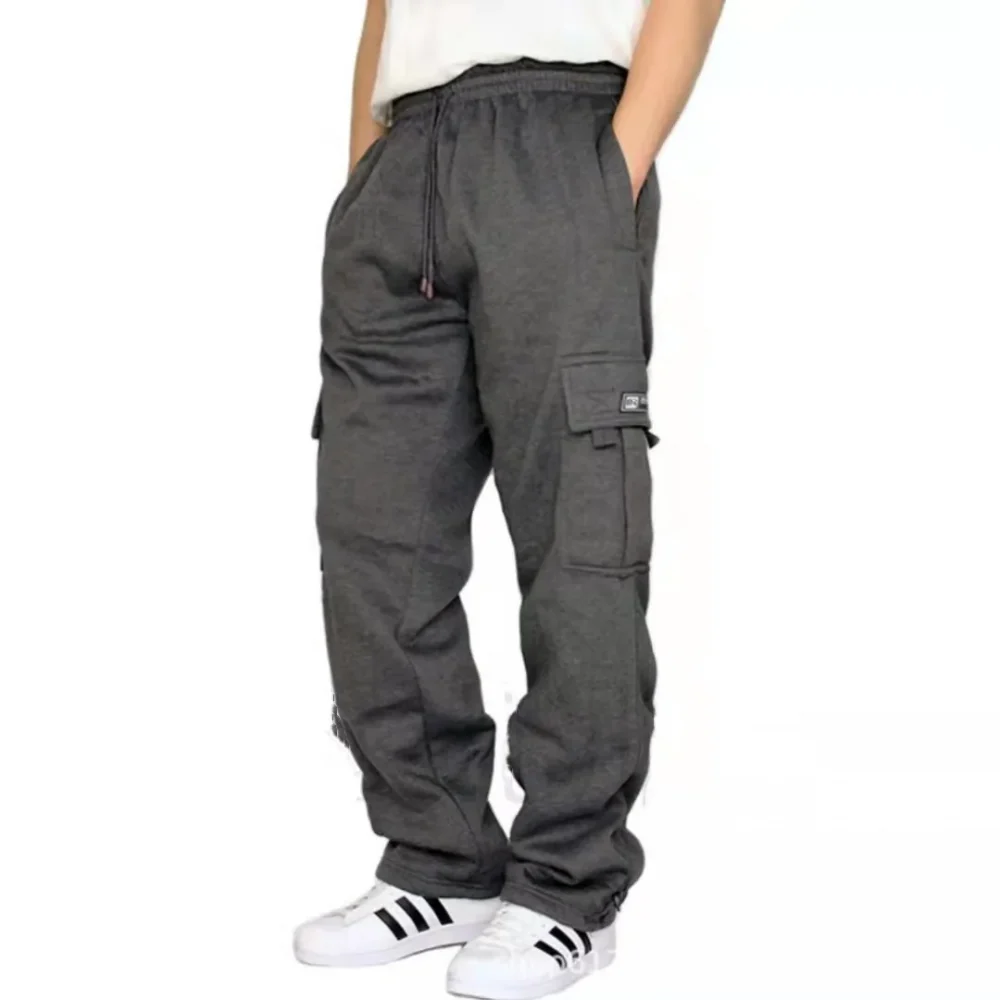 Mens Sweatpants Straight Fit Joggers for Sports and Streetwear Loose Oversized Drawstring Long Pants Men Multi-pocket Pants 3