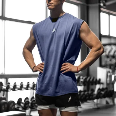 Summer Fitness Sports Tank Top Men's Breathable Loose Mesh Training Sleeveless T-shirt Quick Drying vest male Fitness Clothing 2