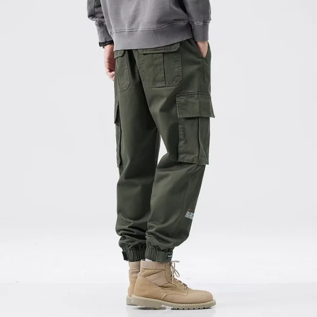 Men Japanese Style Casual Pants Male Loose Plus Size Straight Leg Brand Trousers Fashion Large Pocket Comfortable Cargo Pants 4