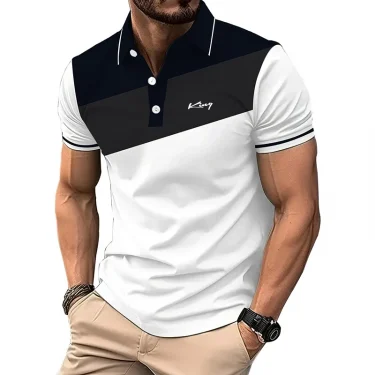 New Men Slim Fit Summer Short Sleeve Sport Polo Shirt Men Fashion Slim Fit Spell Color Polo Shirt Men Quick Drying Polo Shirt . 3
