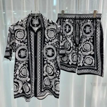 Vintage Men Shirts Sets Summer 3D Print Beach Short Sleeve Shirt Shorts Casual Trip Mens Hawaiian 2 Piece Suit S-2XL Man Blouse 3