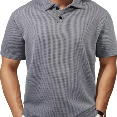 Summer Men Solid Color Polo Shirt Short Sleeve Lapel Button Tshirts for Men Casual Streetwear Lightweight Jogging Tops 2