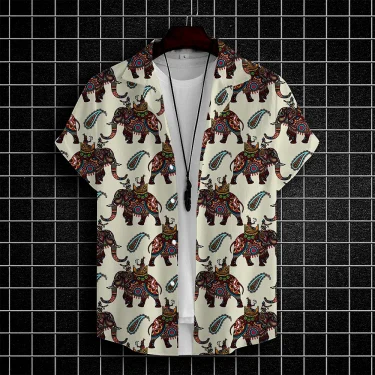 Men's Shirts Thai Elephant Casual 3d Print Hawaiian Shirt Man Summer Fashion Shirt For Man Daily Short Sleeves Men Clothing Tops 1