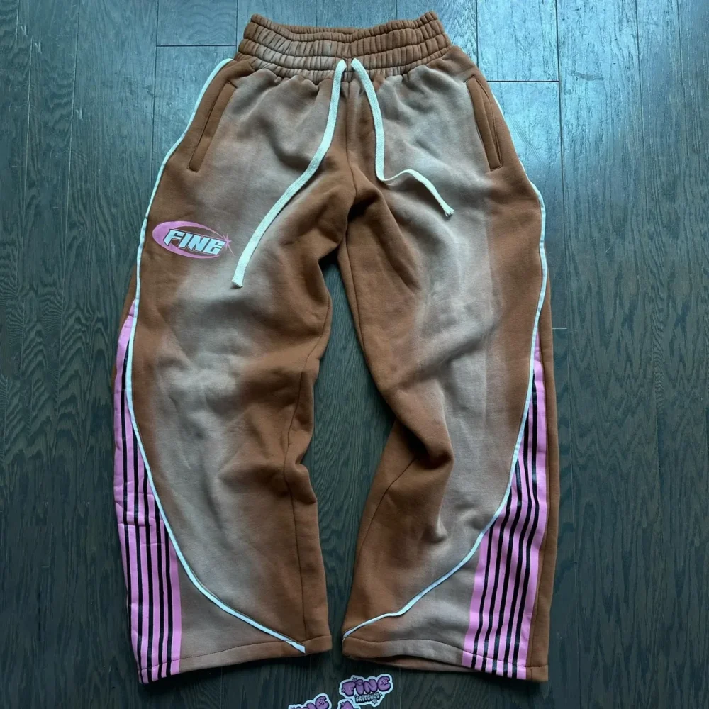 Y2k Fashion Stripes Pants New American Trend Hip Hop Men Women Jogger Drawstring Sweatpants Oversize Cargo Trousers Streetwear 3