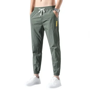 2025 New Spring Summer Brand Clothing Men's Thin Casual Pants Thin Slim Elastic Waist Korea Jogger Ankle Length Trousers Male 5