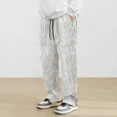 Spring new men's pants 2025 fashion corduroy high quality super casual trend for young men straight pants wide leg pants 1