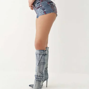 Retro Buddha Short Women Y2K Skirt Goth Hip Hop Pocket Embroidery Retro Blue Loose Denim Shorts Women High Waist Slim Mini Skirt 4
