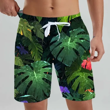 Hawaiian men's Beach Shorts Tropical Plant Beach Patterns 3D Printed men's Shorts Summer Swin Trunks Vacation men's Clothing 5