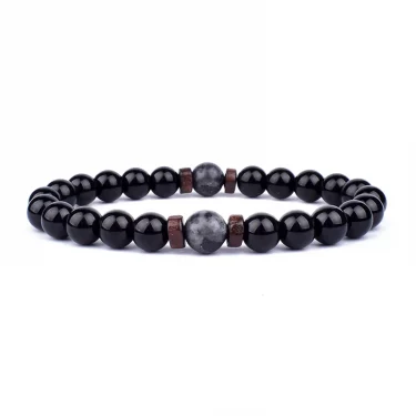 Volcanic Stone Bracelet for Men Lava Wooden 8mm Beads Bracelet Tibetan Buddha Wrist Chain Women Men Jewelry Gift New Bracelets 3