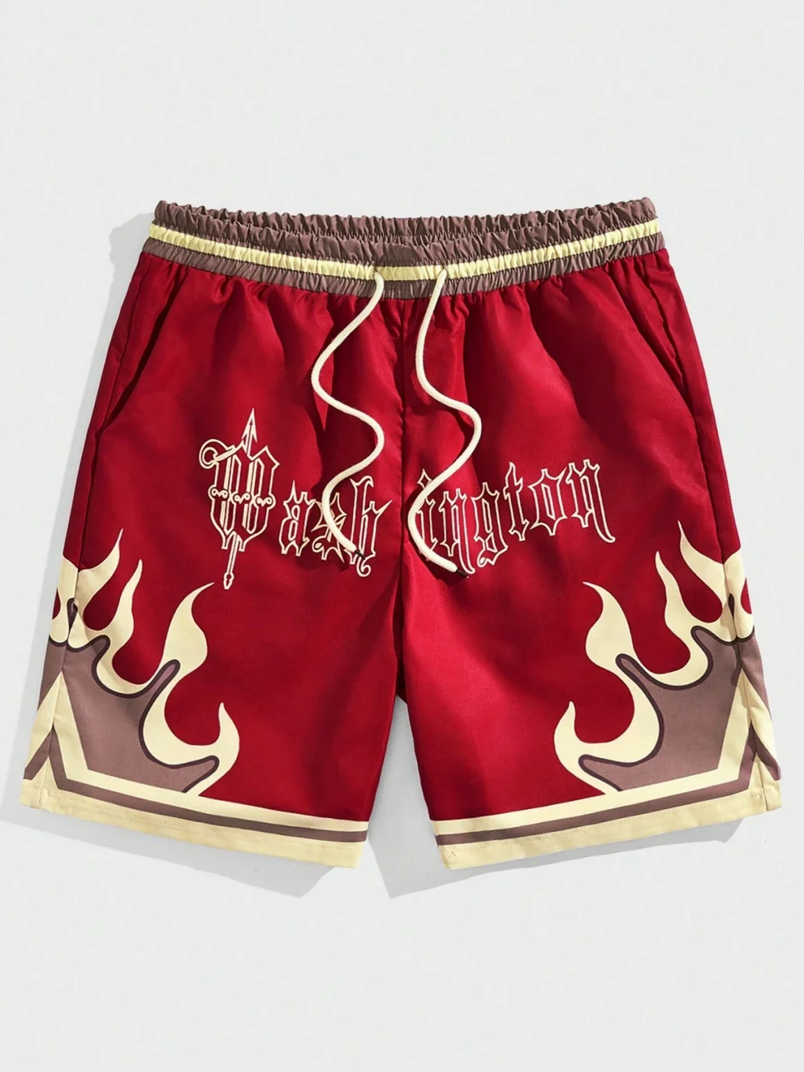 Premium 3D Printed Men's Hawaiian Shorts - Ultra Casual Flame Pattern for Summer Vacation and Sport Fashion 2