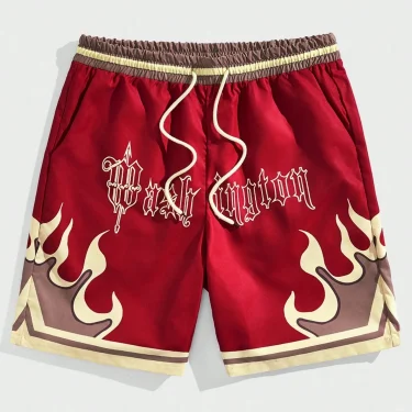 Premium 3D Printed Men's Hawaiian Shorts - Ultra Casual Flame Pattern for Summer Vacation and Sport Fashion 2