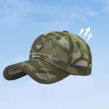2023 Camouflage Summer Baseball Cap For Men Full Mesh Big Brim Snapback Hat Fashion Adjustable Lettter Embroidery Fishing Cap 1