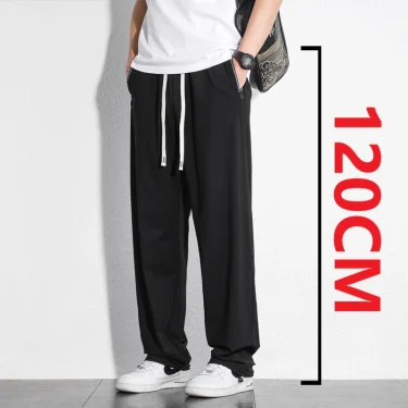 2025SS Summer Ice Silk 190 Tall Men's Oversize Casual Sports Straight Pants with Extra Large Elasticity 110/115/120cm 1
