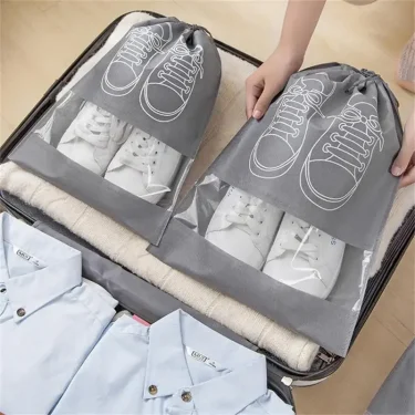 5/10pcs Shoes Storage Bag Closet Organizer Non Woven Travel Portable Bag Waterproof Pocket Clothing Classified Draw Hanging Bag 4