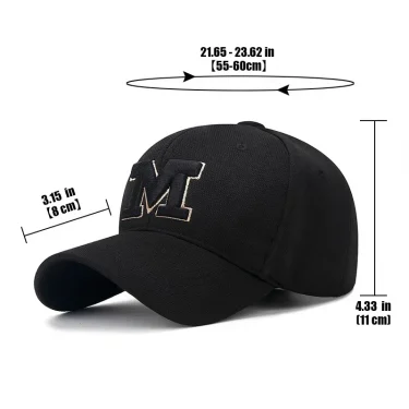 Fashion Men Women M Letter Three-Dimensional Embroidery Baseball Cap New Unisex Outdoor Casual Sport Duck Tongue Cap Sun Hat 6