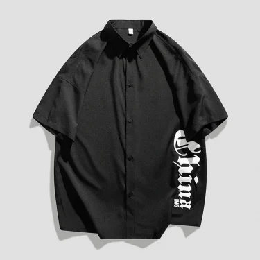 Summer New Mens Half sleeved Shirts Chain Streetwear Oversized Shirt Harajuku Hip Hop Trend Fashion Woman Large Size Casual Tops 2