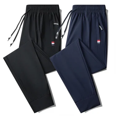 New Ice Silk High Quality Sports Comfortable Pants Sweat-absorbing Quick Drying Breathable Men's Outdoor Running Leisure Pants 1