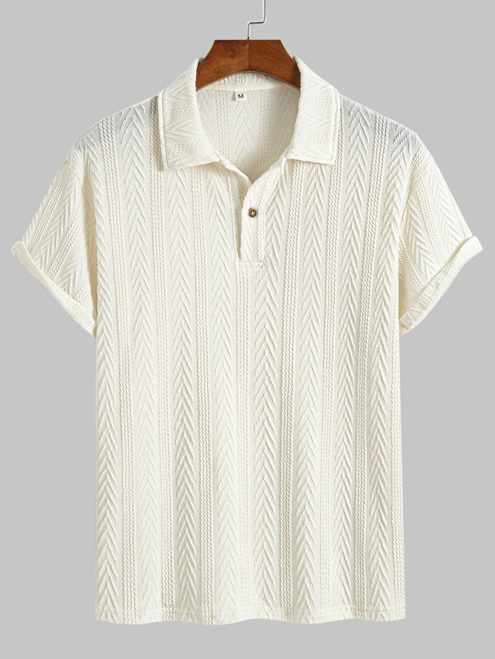 New Mens Polo Shirts Short Sleeve Polo Neck Summer Polo T Shirts Casual Ribbed Textured Golf Shirts Casual Fashion Basic Tee 1
