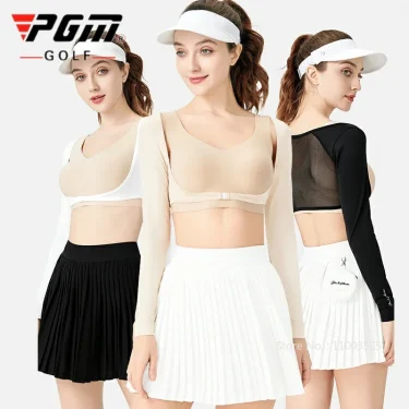 Pgm Summer Golf Lady Sunscreen Shirts Long-sleeved Cooling Golf Shawl Women Sports Ice Silk Crop Top Anti-UV Arm Sleeve Cardigan 2