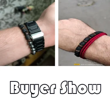 New Mens Wood Bracelet Natural Volcanic Rock Stone Braslet Handmade Prayer Meditation Yoga Braclet Pulsera Madera Hombre Joias 3