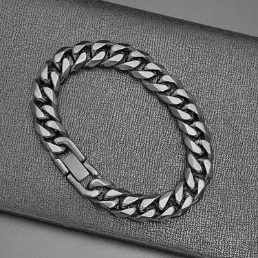 Black Bracelet Men's Accessories Cuban Hip Hop Bracelet Chain Fashion Stainless Steel Men's Chain Gift Vintage Bracelet Jewelry 6