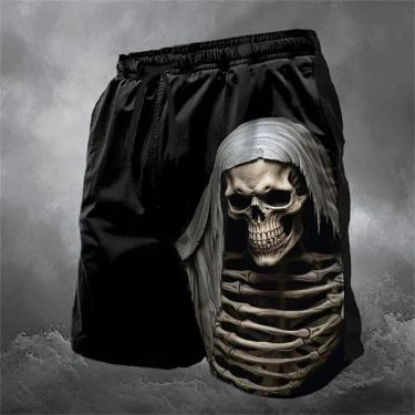 Trend Skull Pattern Beach Shorts For Men Fashion Summer Cool 3D Printed Swim Trunks Loose Streetwear Hip Hop Kids Short Pants 2